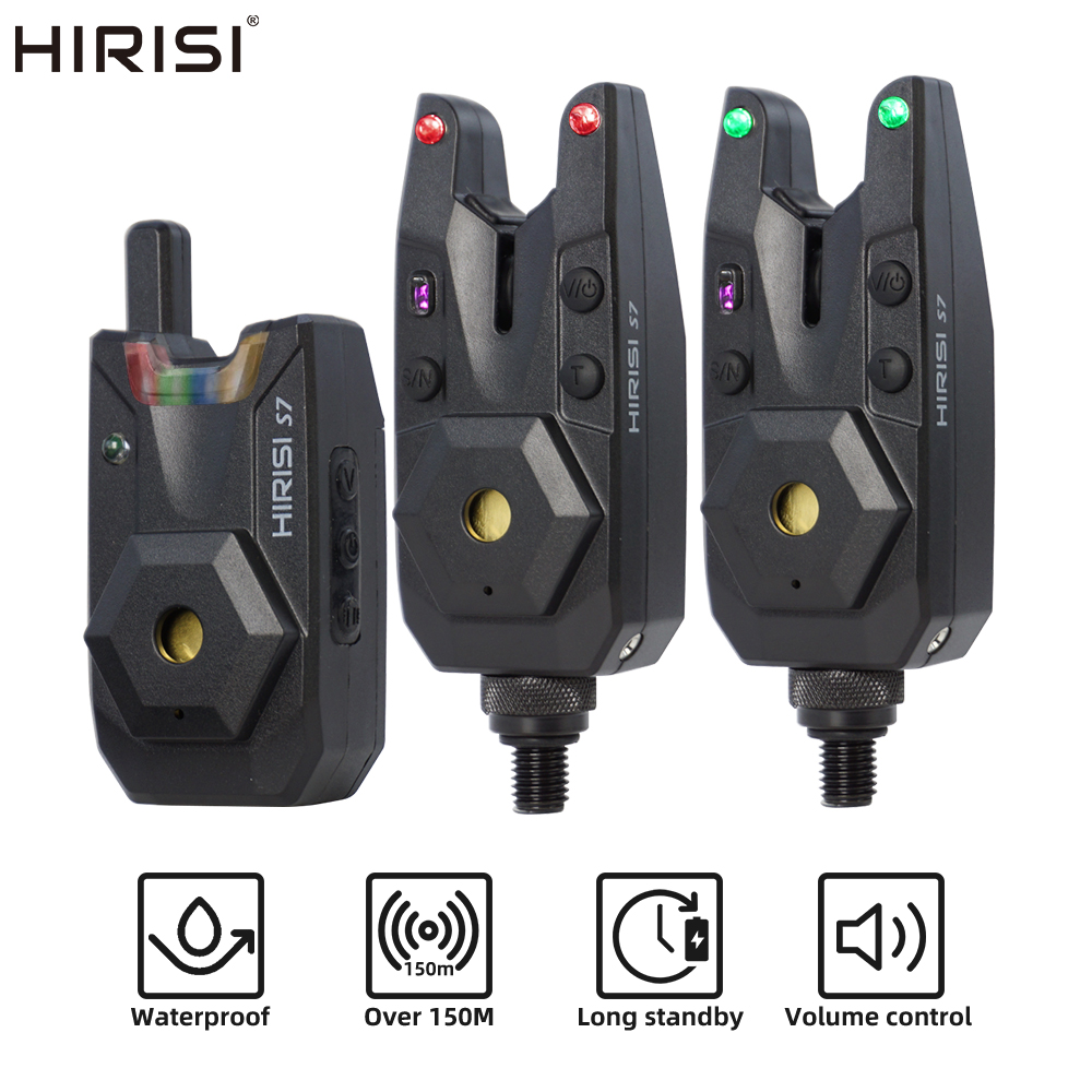 Bite Alarm - ชุดสัญญาณเตือนตกปลาคาร์พ Hirisi กันน้ำ พร้อมตัวบอกสัญญาณการกัดเบ็ด อุปกรณ์ตกปลาคาร์พ ชุด