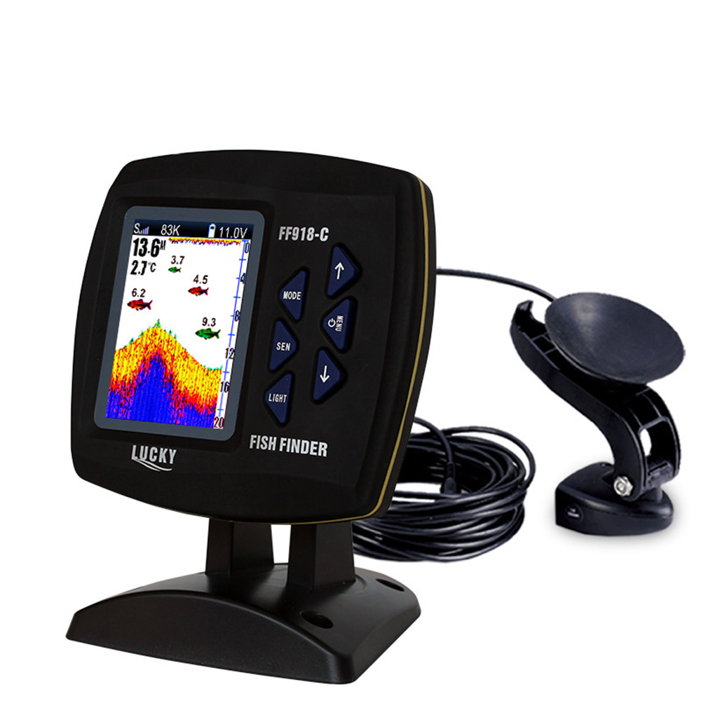 Fishing Depth Finder - หน้าจอสี FF918-C100DS แบบมีสายเหยื่อล่อปลาความถี่คู่328ft/100M ความลึกของน้ำเหยื่อล่อปลาเรือ