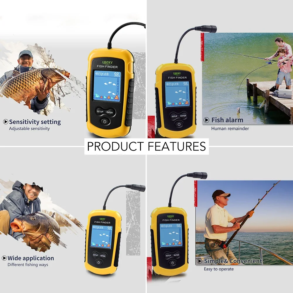 Lucky หน้าจอสี LCD แบบพกพา Fis - Fishing Depth Finder บทวิจารณ์และราคา