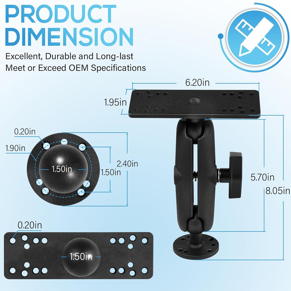 ขายึดเครื่องหาปลาอะลูมิเนียมพร - Fish Finder Mount บทวิจารณ์และราคา