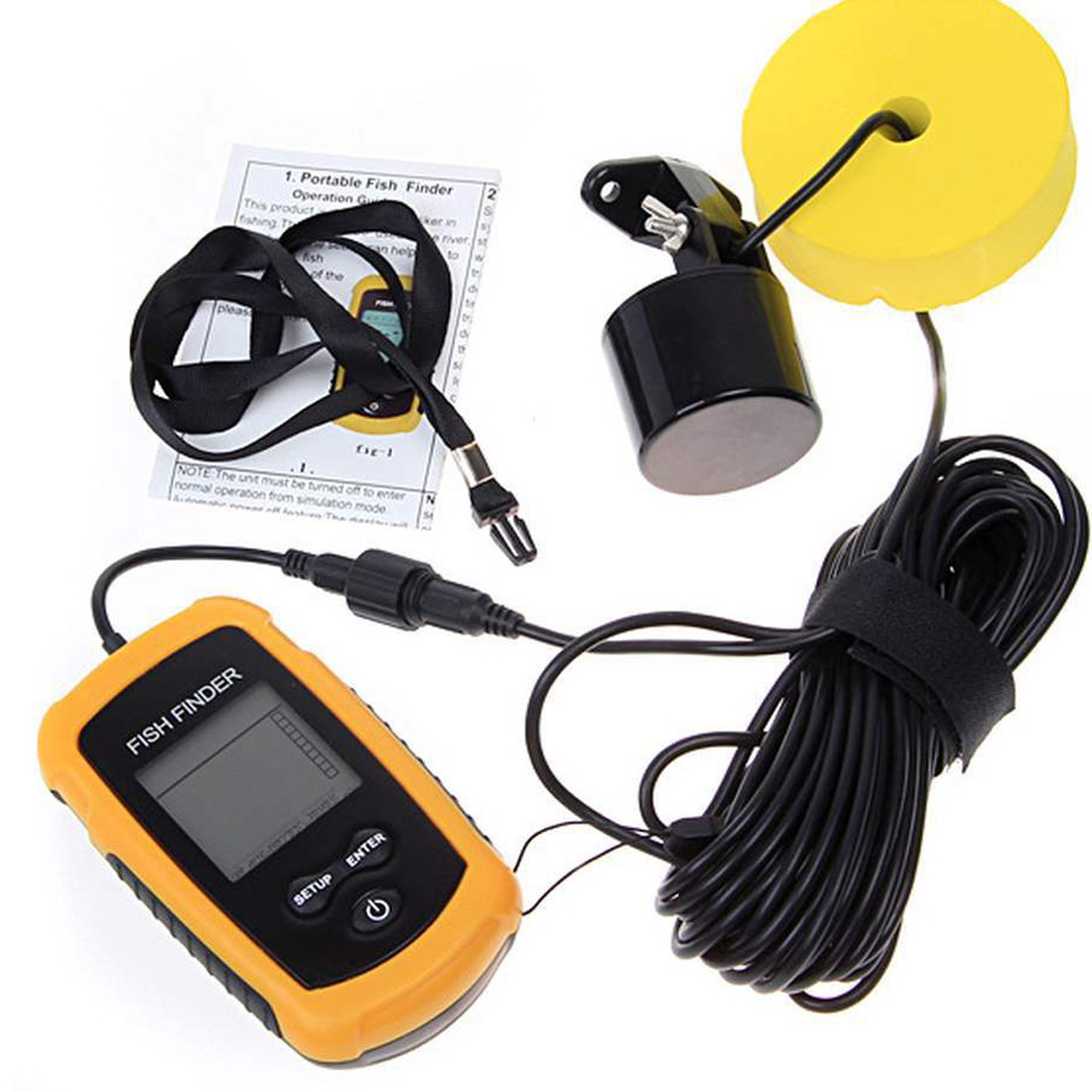 เครื่องตรวจจับปลาแบบพกพา 100 เ - Fish Finder Transducer บทวิจารณ์และราคา