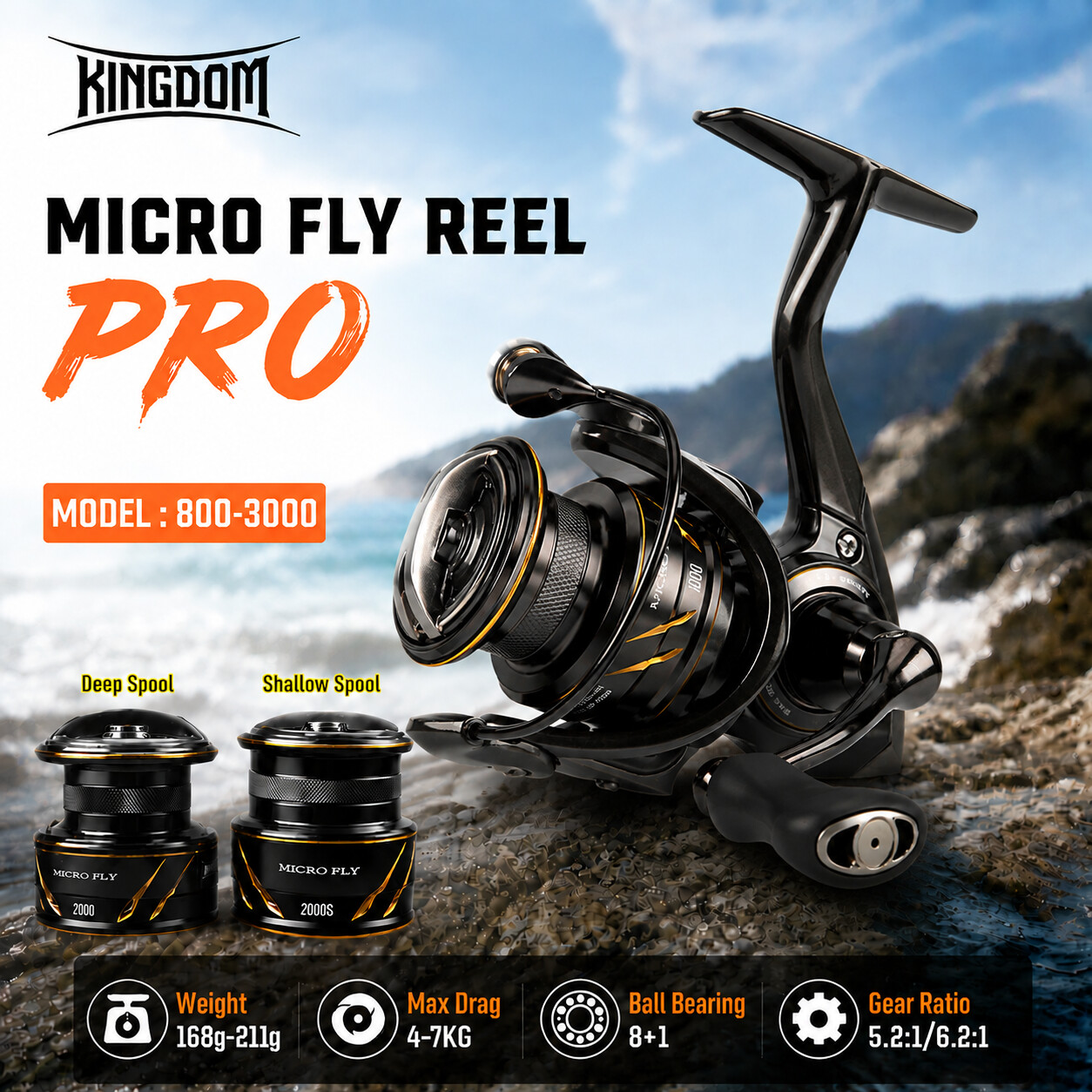 รอกตกปลา Kingdom Micro Fly Pro - Abu Garcia Reel Revo บทวิจารณ์และราคา
